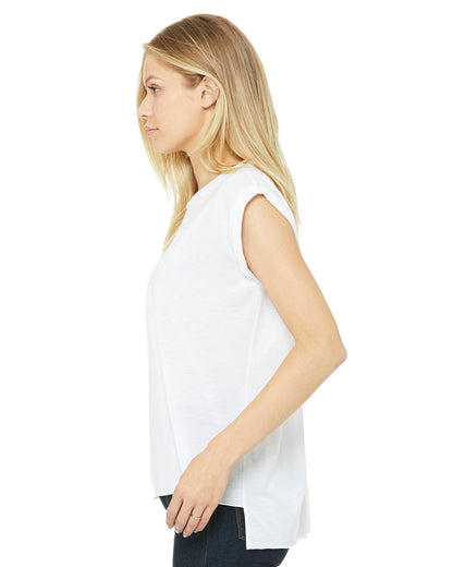 Women's Flowy Muscle Tee w/ Rolled Cuff - 8804