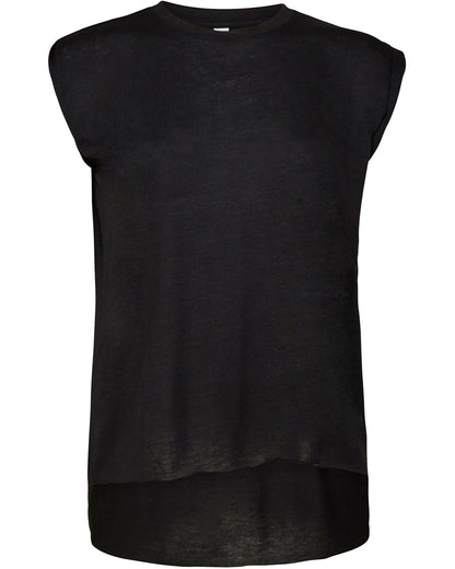 Women's Flowy Muscle Tee w/ Rolled Cuff - 8804