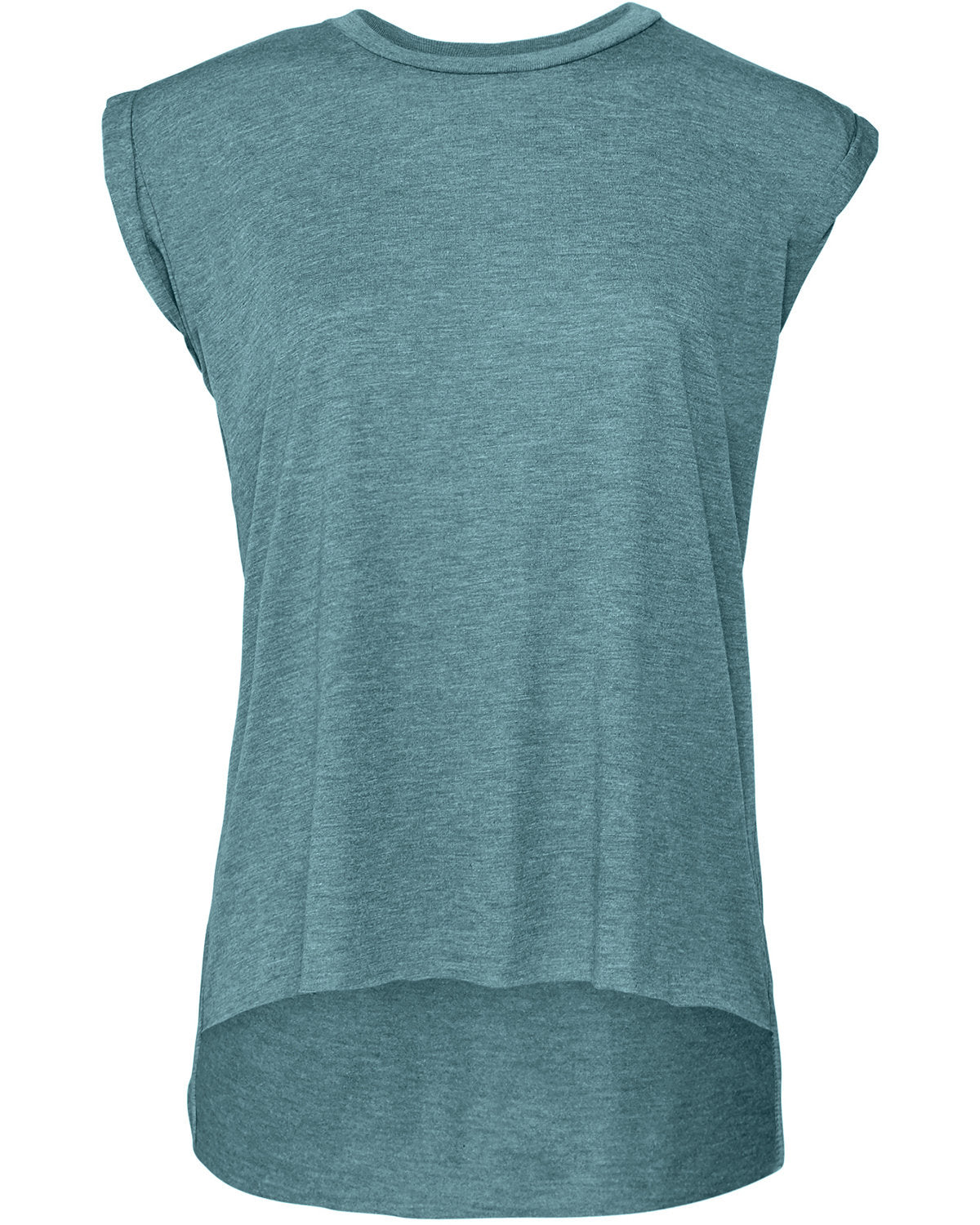 Women's Flowy Muscle Tee w/ Rolled Cuff - 8804