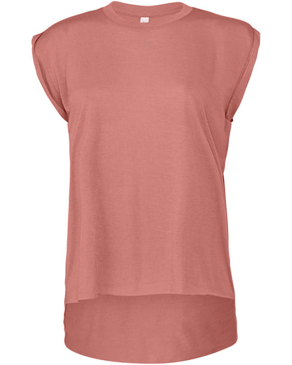 Women's Flowy Muscle Tee w/ Rolled Cuff - 8804