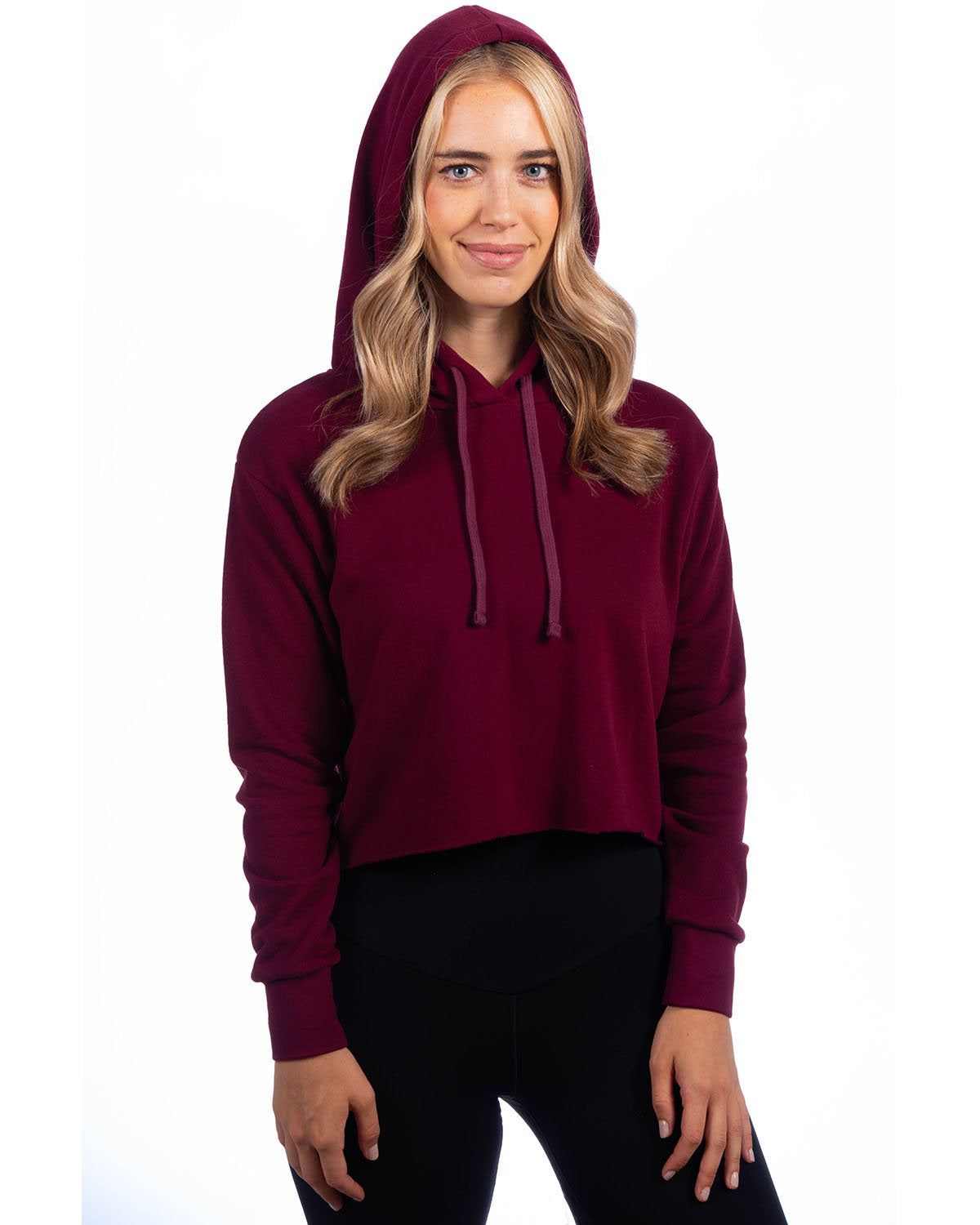 Women's Laguna Sueded Raw Edge Crop Hoodie - 9384