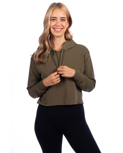 Women's Laguna Sueded Raw Edge Crop Hoodie - 9384